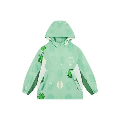 QIAODAN x Fuki Land Куртки Пальто Светло-небесно-голубой С принтом по всей поверхности Дети 3-7 лет