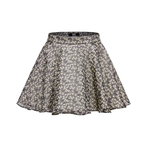 NUTH Повседневные короткие юбки Женские Черный Желтый Цветочный Цвет