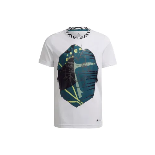 Adidas T-Shirt Белый Традиционный Синий Подростки