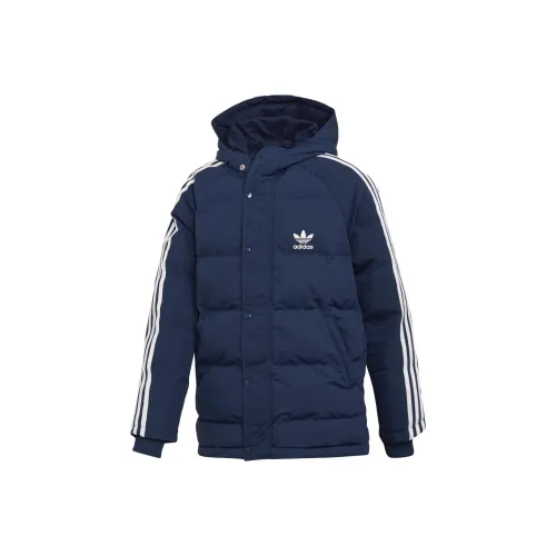 Adidas Хлопковый пуховик Темно-синий Белый Подростки