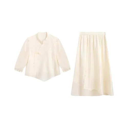 ZIHAN Комплект с юбкой Женские Прозрачный Нефритовый Белый