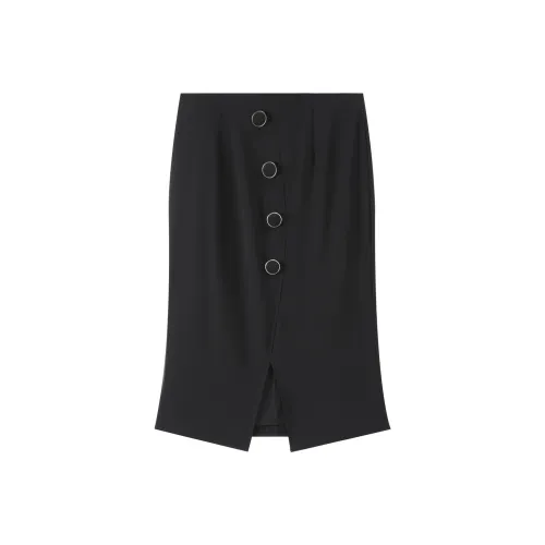 Romon Повседневный Длинный Юбка Женская Черная