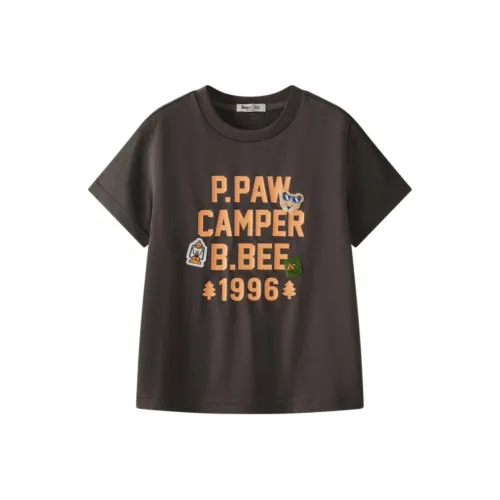 PAW IN PAW Cartoon Bear Круглый вырез Охлаждающий Антибактериальный Анти-клещи Короткий рукав Т-рубашки для детей 3-7 лет