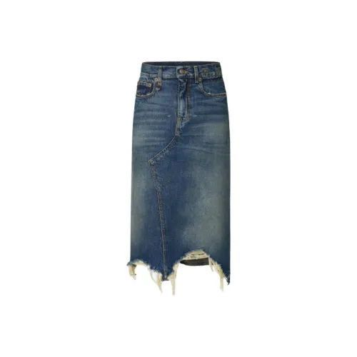 R13 FW24 Повседневный Длинный Юбка Женские Сапфирово-синий