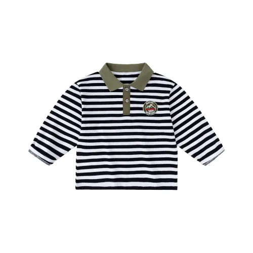 Toot Toot Home Поло Черно-белые Полосы Детское