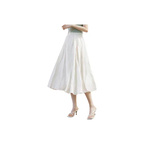 Mo Han Yi Mei Повседневный Длинный Юбка Женские Натуральный Белый