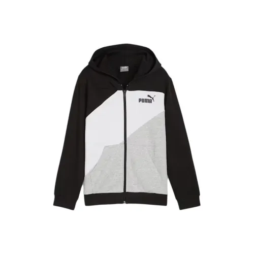 PUMA POWER Колорблок Big Детский Full Zip Hoodie Толстовка Черный Подростки