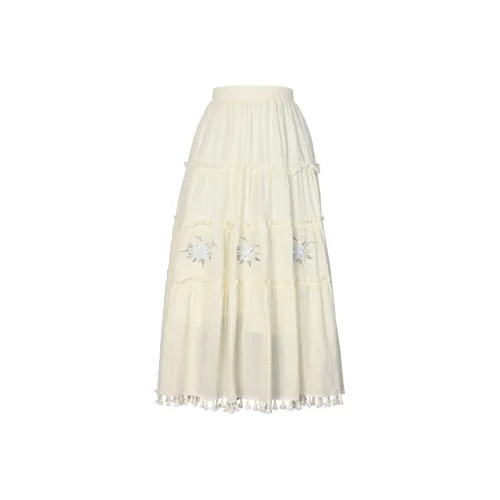 SNBL Повседневный длинный юбка женский абрикос