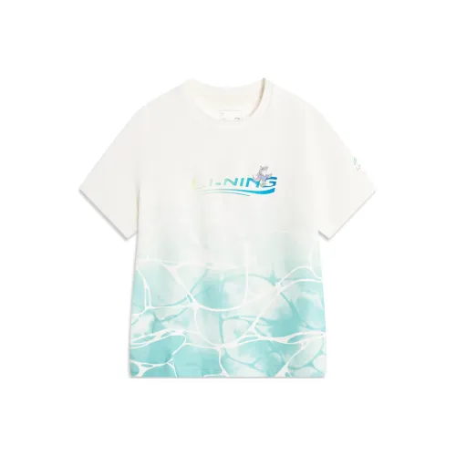 LINING YOUNG Sports Life Collection Футболка Синий Белый Градиентный Full С принтом Детская