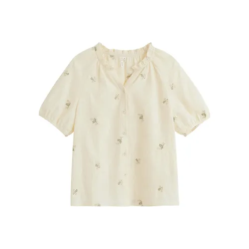 Inman Бежевый цвет цветка груши Женские Рубашки