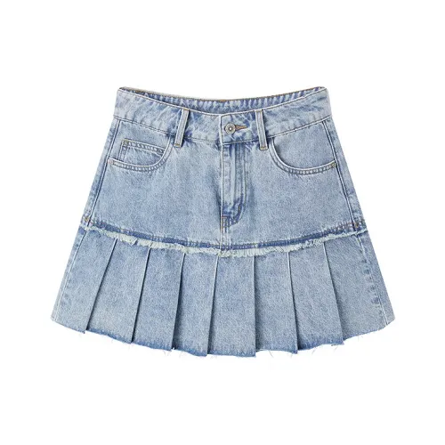 LEDIN Светло-синий деним Женские джинсовые короткие юбки
