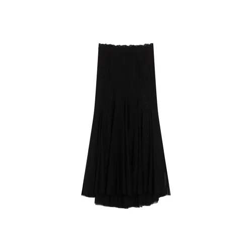 Ouyang Повседневный Длинный Юбка Женская Черная