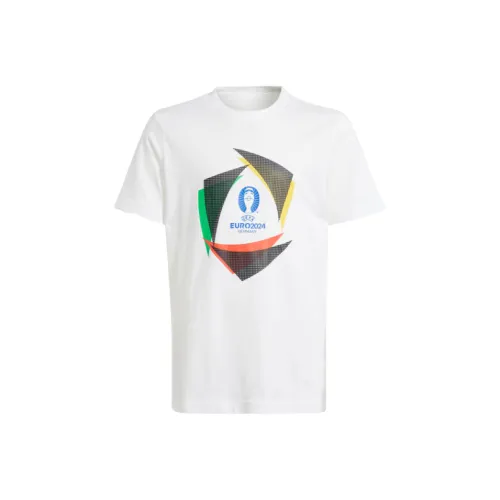 Adidas UEFA EURO24 Т-рубашка Официальный Эмблем Мяч Белый Подростки