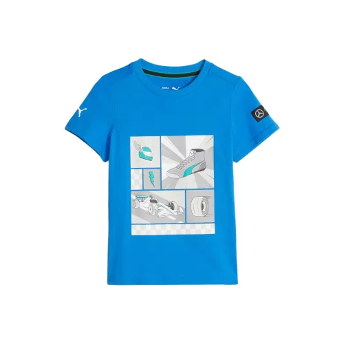 PUMA T-рубашка T-рубашка À Logo Mercedes AMG Petronas Motorsport Детская Синий Детский
