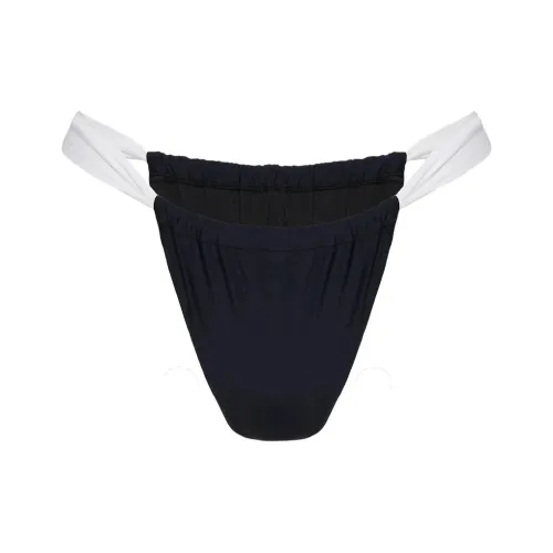 PRINCESS POLLY Лето Сезон С оборками Боковая сторона Бикини Низ Плавки Женские Черный белый Черный белый