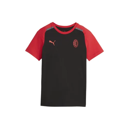 PUMA x AC Milan T-рубашка Коллаборация T-рубашка Повседневная для Детей и Подростков Черная с Красным Et