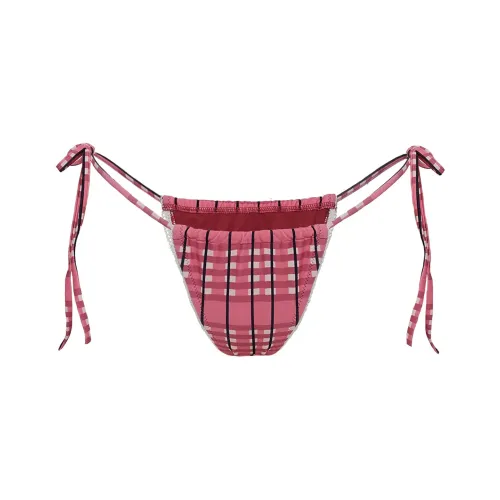 PRINCESS POLLY JENNER Галстук Боковая сторона С оборками Бикини Низ Плавки Женские Розовый Клетка Розовый Клетка