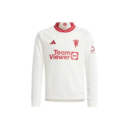Adidas Manchester United T-Shirt Manchester United 23 24 Длинный рукав Третий Джерси Детский Белый Подростковый