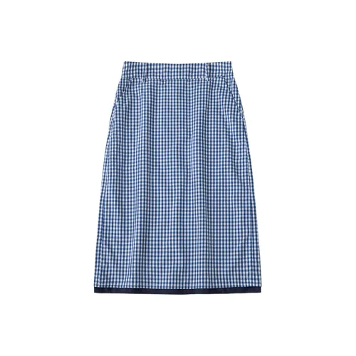 CYCLE DOCUMENT Повседневные короткие юбки Женские Сине-белый Маленький плед