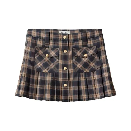 MIU MIU FW24 Повседневные короткие юбки Женские Верблюжий коричневый