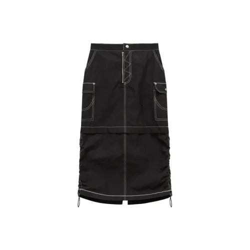 CHUU Повседневный Длинный Юбка Женская Черная