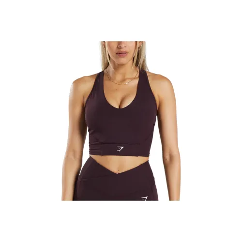 GYMSHARK Crop Сетка Танк Спорт Жилеты Женские Сливовый Коричневый