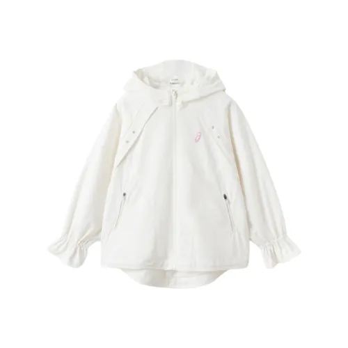 Asics Куртки Пальто Естественный Белый Подростки