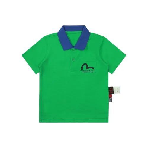 EVISU Seagull And Handwritten Слоган Принт Обычный крой Поло Зеленый Детский
