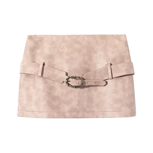 Ouyang Повседневные короткие юбки Женские Румяно-розовый