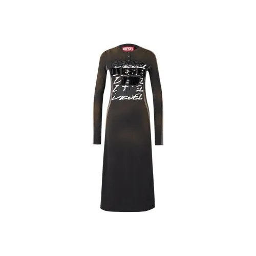 DIESEL Длинное платье с длинными рукавами женское серого цвета