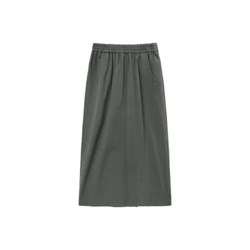 Повседневный длинный юбка женский серый