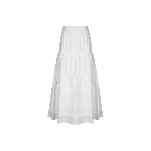 Wen Shan Повседневная Длинная Юбка Женская Экрю