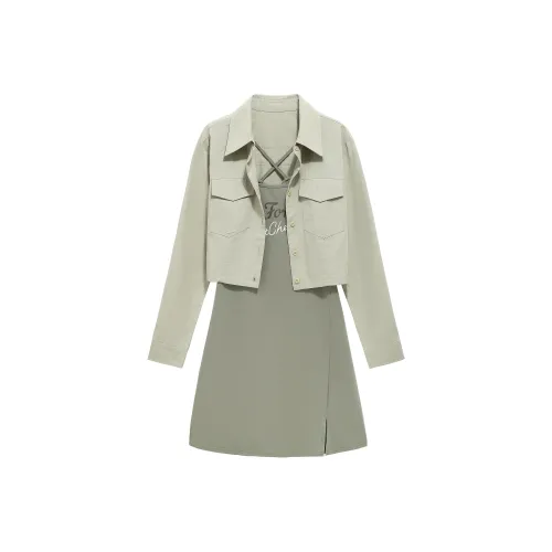 Tryforlove Укороченное пальто+платье женские комплекты с юбкой