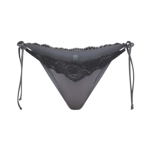 SKIMS Кружево Плавание Галстук Бикини Низ Плавки Женские Металлический Бронза