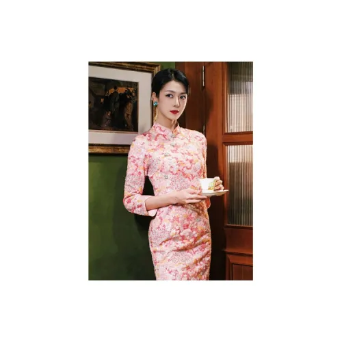 Shimiko Розовый Коралловый Женские Ципао
