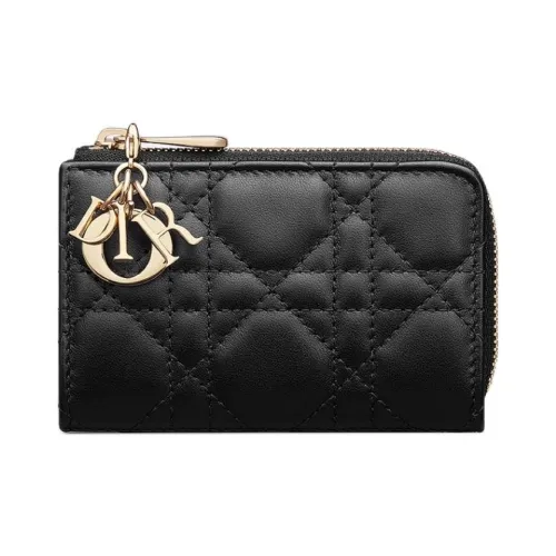 DIOR Lady Dior Lambskin Key Pouch Женские Black