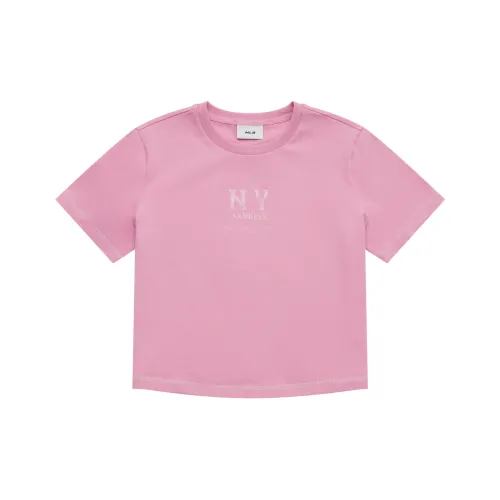 Mlb Base Logo New York Yankees Basic Collection SS25 T-Shirt Женская Розовая