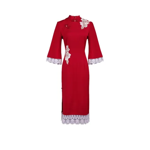 JINYE ORIENTAL Рубиново-красный Женские Ципао