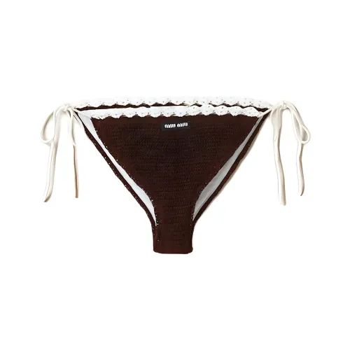 MIU MIU Хлопок Бикини Трусы с логотипом Плавки Женские Коричневый