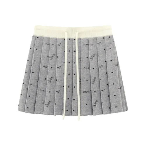 CHUU Повседневные короткие юбки женские светло-пшеничный серый