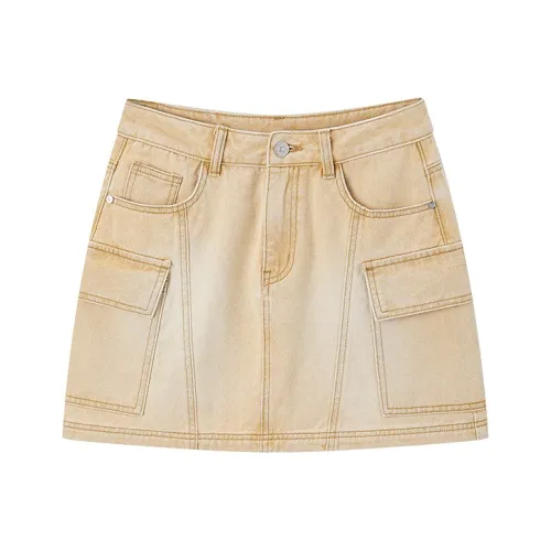 LEDIN Имбирно-желтая женская джинсовая короткая юбка