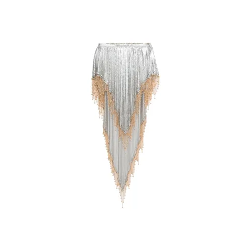 Paco Rabanne Повседневный Длинный Юбка Женская Серебряная