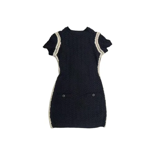 CHANEL 22C Early Spring Vacation Collection Short Sleeved Dress Women's Black