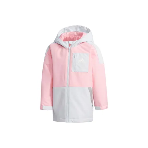 Adidas Хлопковый пуховик Серо-розовый Детский Возраст 3-7 лет