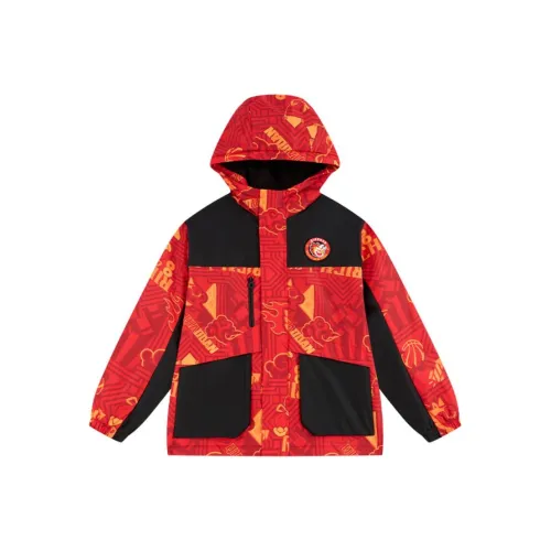 QIAODAN Куртка Newborn Красный С принтом по всей поверхности Черный Подростки