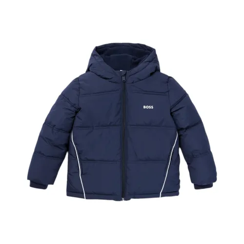 Hugo Boss Letter С капюшоном Длинный рукав Молния Темно-синий Детский