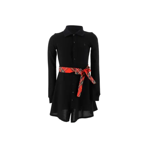 Polo Ralph Lauren Длинное платье с длинными рукавами для детей FW22 черное детское