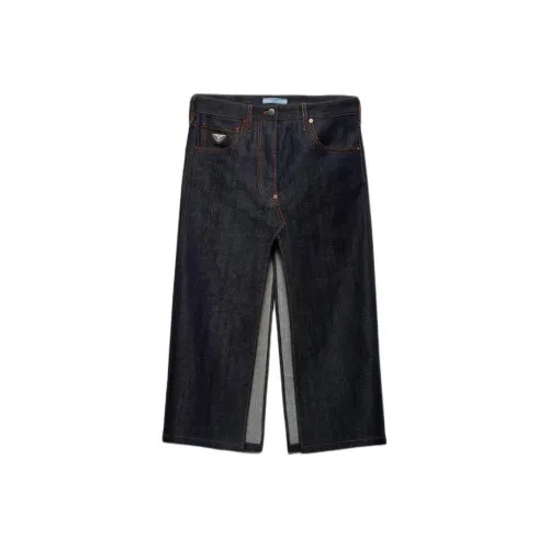 PRADA SS24 Повседневная длинная юбка женская синяя