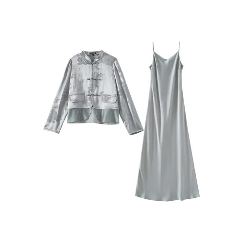 OUNIXUE Серый Женские Комплекты с юбкой