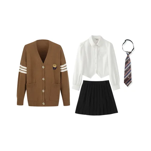 Набор Кардиган + Рубашка + Юбка + Галстук Женская Униформа
